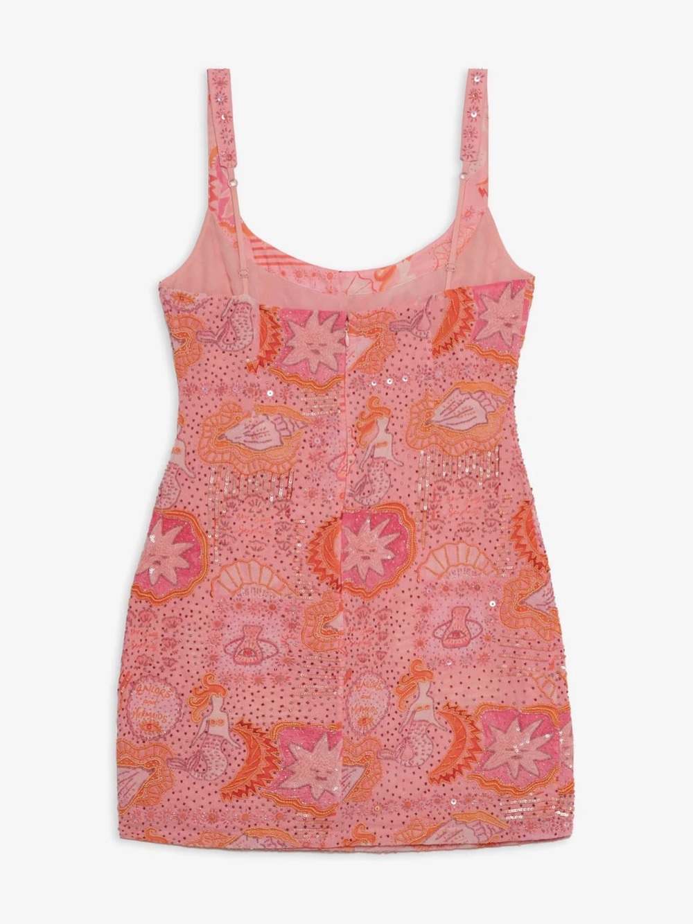 For Love & Lemons Tide Pool Beaded Mini Dress in Apricot NWT - Picture 12 of 13